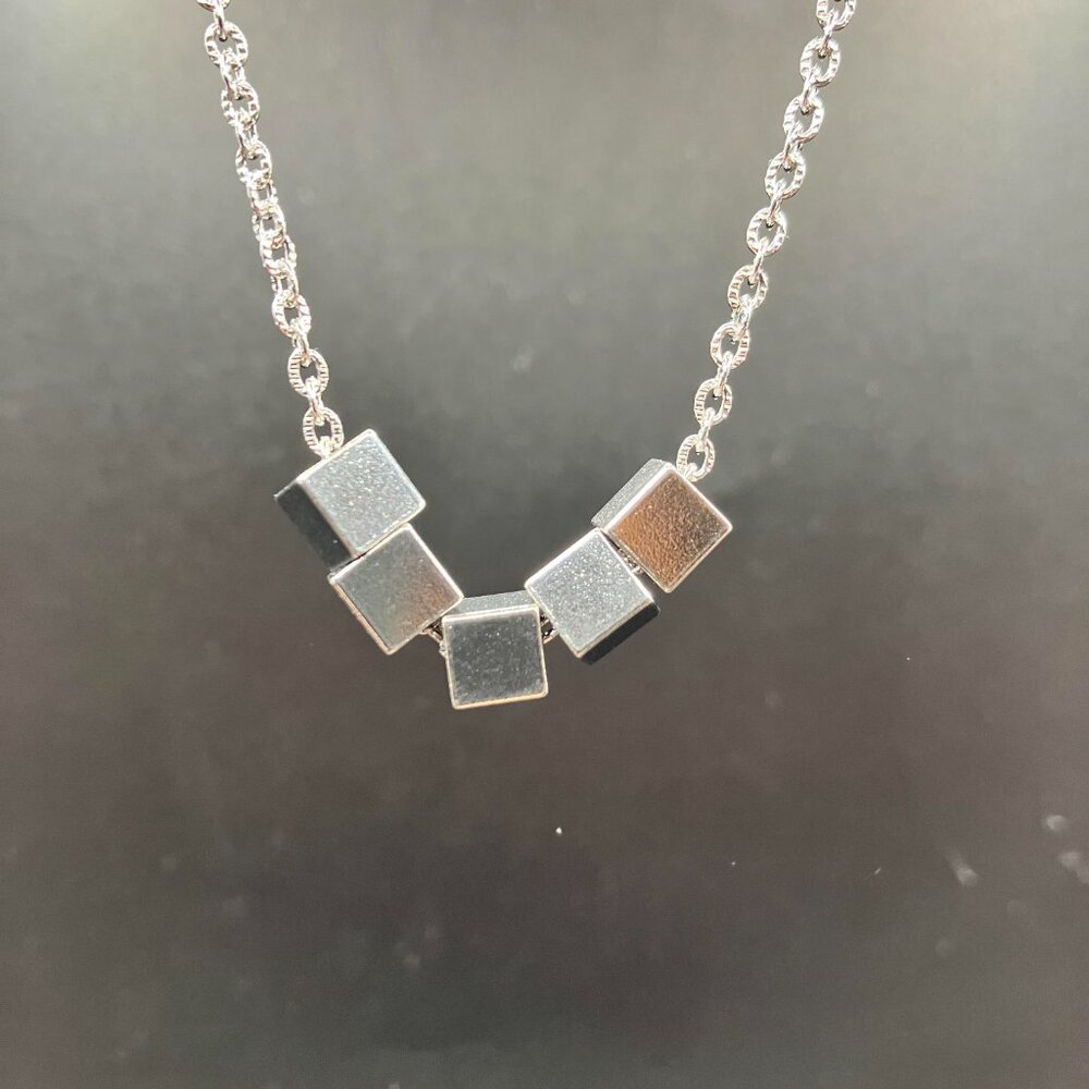 Stainless Steel SQUARE Cube Necklace Waterproof Brand New 18 or 20 inches long